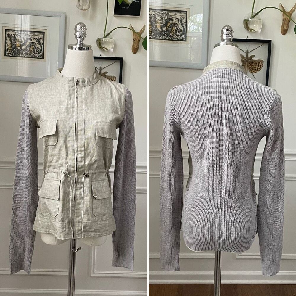 Adolfo Dominguez 100% Linen Mixed Material Safari Jacket P XS